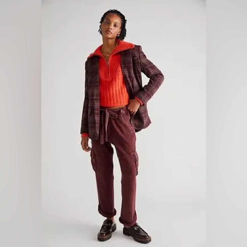 Like New Free People FP ONE Frankie Slouchy Cargo Waffle Knit Pants Size M